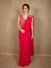 Rani Pink Solid Design Georgette Ready To Wear Saree with Designer Blouse