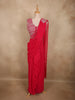 Rani Pink Solid Design Georgette Ready To Wear Saree with Designer Blouse