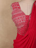 Rani Pink Solid Design Georgette Ready To Wear Saree with Designer Blouse