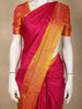 Rani Pink Solid Design Soft Silk Saree with Contrast Yellow Zari Border