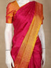 Rani Pink Solid Design Soft Silk Saree with Contrast Yellow Zari Border