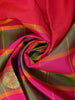 Rani Pink Solid Woven Design Pure Kanchipuram Silk Saree with Contrast Checked Border