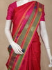 Rani Pink Solid Woven Design Pure Kanchipuram Silk Saree with Contrast Checked Border