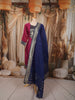 Rani Pink Traditional Zari Woven Design Semi Silk Straight Cut Salwar Suit with Contrast Dupatta