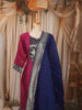 Rani Pink Traditional Zari Woven Design Semi Silk Straight Cut Salwar Suit with Contrast Dupatta