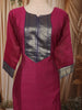 Rani Pink Traditional Zari Woven Design Semi Silk Straight Cut Salwar Suit with Contrast Dupatta