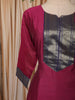 Rani Pink Traditional Zari Woven Design Semi Silk Straight Cut Salwar Suit with Contrast Dupatta