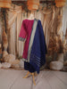 Rani Pink Traditional Zari Woven Design Semi Silk Straight Cut Salwar Suit with Contrast Dupatta
