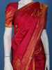 Rani Pink Woven Gold Zari Temple Border Kanchipuram Silk Saree - Diadem