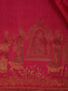 Rani Pink Woven Gold Zari Temple Border Kanchipuram Silk Saree - Diadem