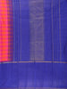 Rani Pink and Orange Checked Woven Kanchipuram Silk Saree with Royal Blue Zari Border