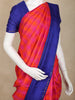 Rani Pink and Orange Checked Woven Kanchipuram Silk Saree with Royal Blue Zari Border