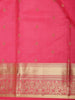 Rani Rose Pink Floral Butta Zari Woven Design Pure Kanchipuram Silk Saree with Zari Border