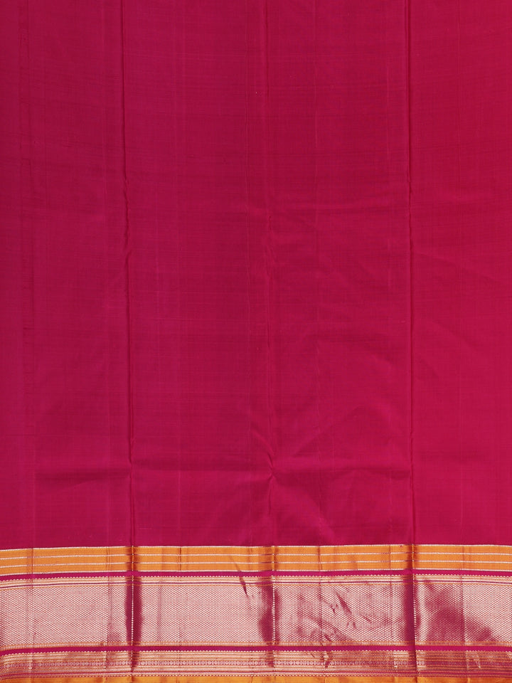 Rani Pink Floral Design Zari Border Silk Saree - Diadem