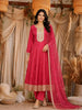 Rani Pink Floral Embroidered Silk Cotton Salwar Suit
