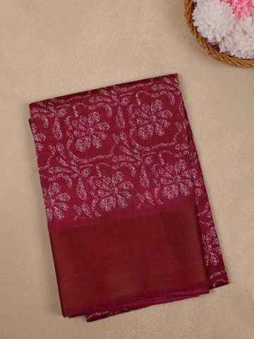 Rani Pink Floral Printed Fancy Cotton Saree - Diadem