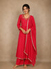 Rani Pink Floral Sequins Embroidered Cotton Salwar Suit with Dupatta
