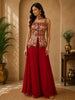 Rani Pink Floral Zari Woven Design Georgette Palazzo Suit with Dupatta