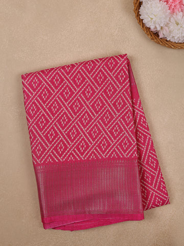Rani Pink Geometric Pattern Fancy Cotton Saree - Diadem