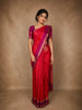 Rani Pink Paisley Butta Woven Design Pure Kanchipuram Silk Saree with Contrast Border