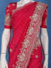 Rani Pink Sequin Design Stone Embellishment Satin Saree - Diadem