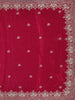 Rani Pink Sequin Design Stone Embellishment Satin Saree - Diadem