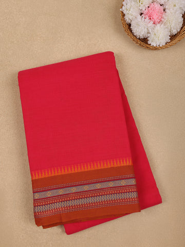 Rani Pink Solid Cotton Fancy Saree - Diadem