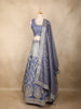 Rare Blue Sequin Embroidered Banarasi Silk Lehenga Set with Dupatta