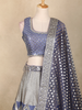 Rare Blue Sequin Embroidered Banarasi Silk Lehenga Set with Dupatta