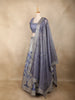 Rare Blue Sequin Embroidered Banarasi Silk Lehenga Set with Dupatta