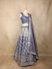 Rare Blue Sequin Embroidered Banarasi Silk Lehenga Set with Dupatta