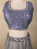 Rare Blue Sequin Embroidered Banarasi Silk Lehenga Set with Dupatta