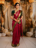 Raspberry Pink Floral Butta Zari Woven Design Pure Kanchipuram Silk Saree with Contrast Zari Border