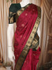 Raspberry Pink Floral Butta Zari Woven Design Pure Kanchipuram Silk Saree with Contrast Zari Border