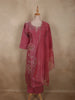Raspberry Rose Pink Floral Sequins and Beads Embroidered Design Organza Salwar Suit