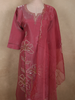 Raspberry Rose Pink Floral Sequins and Beads Embroidered Design Organza Salwar Suit