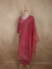 Raspberry Rose Pink Floral Sequins and Beads Embroidered Design Organza Salwar Suit