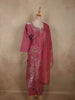 Raspberry Rose Pink Floral Sequins and Beads Embroidered Design Organza Salwar Suit