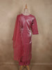 Raspberry Rose Pink Floral Sequins and Beads Embroidered Design Organza Salwar Suit