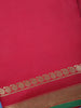 Raspberry Red with a Gold Zari Border and Green Selvedge Edge Soft Silk Saree - Diadem