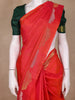Red-Orange Floral Design Pure Kanchipuram Silk Saree