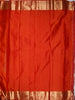Red-Orange Vertical Stripes and Butta Zari Woven Design Pure Kanchipuram Silk Saree with Matching Zari Border
