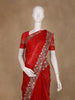 Red Abstract Designed Georgette Saree