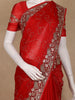 Red Abstract Designed Georgette Saree