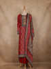 Red Ajrakh Printed Crepe Salwar Suit with Dupatta