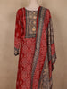 Red Ajrakh Printed Crepe Salwar Suit with Dupatta
