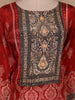 Red Ajrakh Printed Crepe Salwar Suit with Dupatta