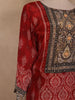 Red Ajrakh Printed Crepe Salwar Suit with Dupatta