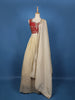 Red And Cream Floral Embroidered Tissue Lehenga With Dupatta