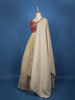 Red And Cream Floral Embroidered Tissue Lehenga With Dupatta